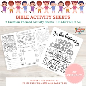 JW Kids Activities Printable | Meeting Activity Mats | Fun Worksheets Jehovah&#39;s Witness Kids | Digital Download Family Worship | Creation