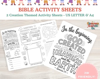 JW Kids Activities Printable | Meeting Activity Mats | Fun Worksheets Jehovah's Witness Kids | Digital Download Family Worship | Creation
