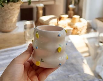 Handmade Ceramic Mug Lemon Mug Cute Mug Pottery Unique Mug Coffee Lover Cup Home Decoration Gift Tea And Coffee Mug