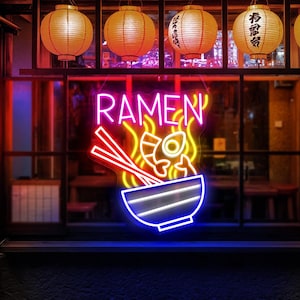 Flying Ramen Neon Sign, Japanese Ramen Led Sign, Ramen Bowl Sign, Japanese Food Restaurant Decor, Delicious Flying Noodles, Custom Neon Sign
