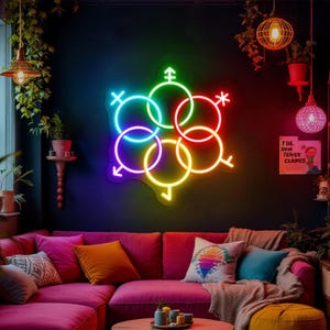 Neonowe znaki LGBT, tęczowe znaki LED, neonowe znaki Happy Pride Month, znak LGBTQ, diody LED LGBT, dekoracja tła Pride Month
