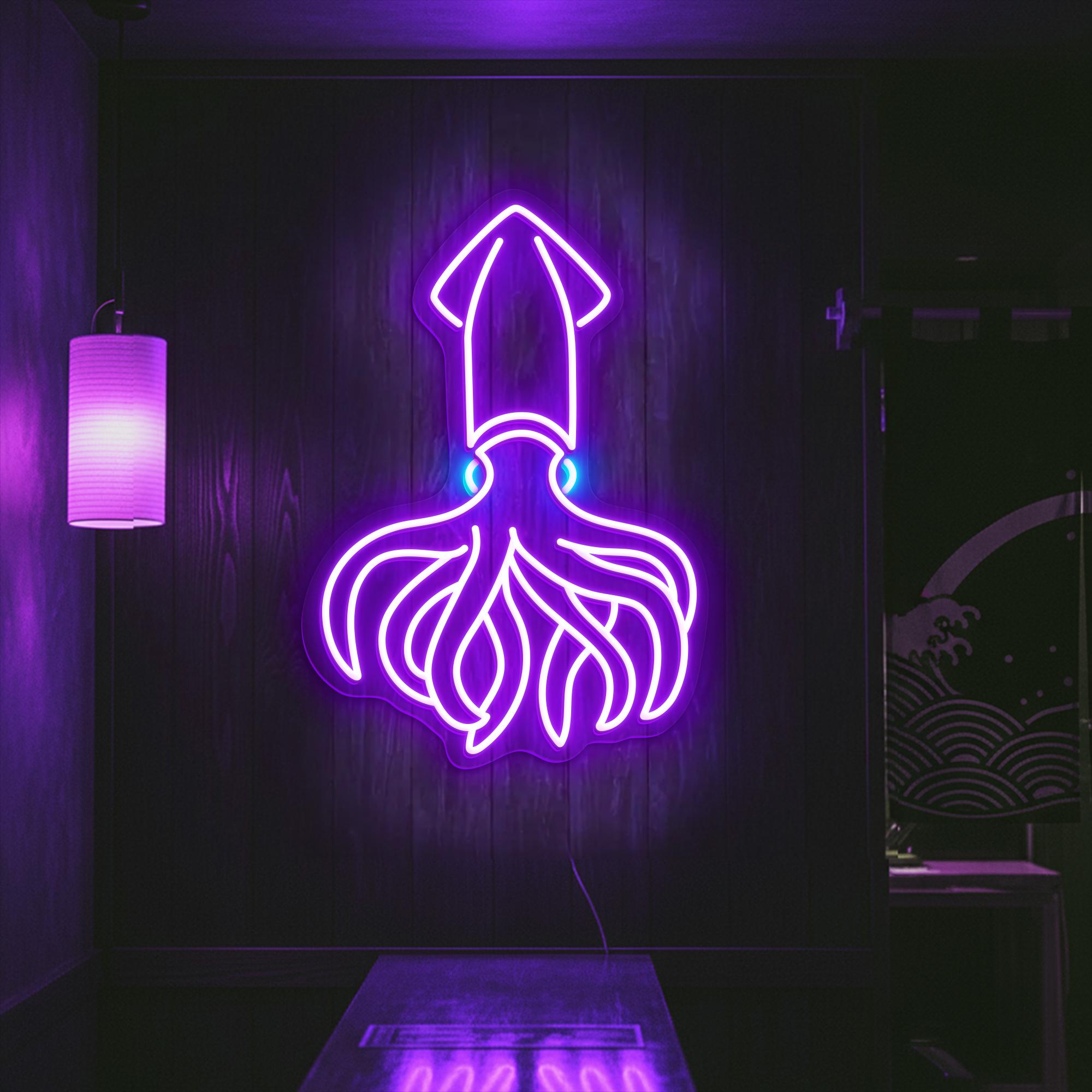 Squid Neon Sign, Restaurant LED Wall Light, Seafood Bar Decor, Ocean ...