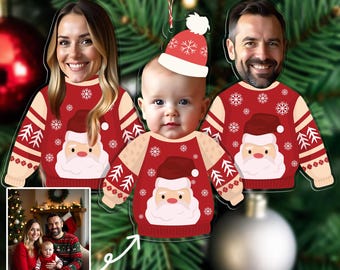 Kundenspezifisches lustiges Gesicht Acrylverzierung Baby-Foto-Verzierung Weihnachtsverzierung Kundenspezifische Familienfoto-Verzierungs-Familien-Verzierungen