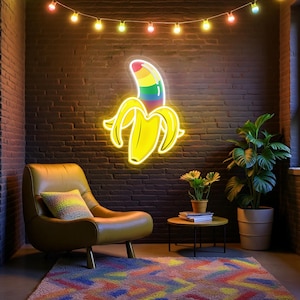Bananowy znak neonowy LGBT, Bananowy znak LED Rainbow, Miesiąc dumy LGBT Led Neon Light, Dekoracja tła imprezy Miesiąca dumy, Niestandardowy znak neonowy