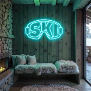 Ski Goggles Neon Sign, Ski Wall Decor, Ski Goggles LED Sign, Custom Skiing Neon Sign, Gifts for Skiers, Snowboard Goggles Sign, Ski Wall Art