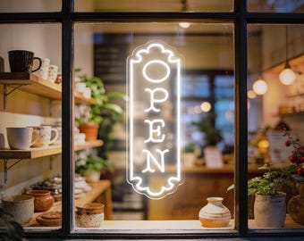 Letrero de neón de negocios abiertos, luz LED abierta para tiendas, letrero de "Estamos abiertos", decoración de pared para ventanas de restaurantes, salones y bares, letrero comercial personalizado.