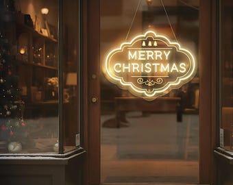 Letrero de neón navideño para negocios, luz LED de pared navideña, decoración para escaparates, decoración navideña, letrero de neón navideño personalizado para exteriores.