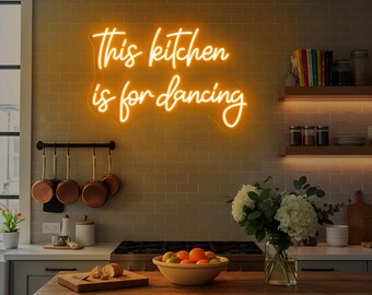 Letrero de neón "Esta cocina es para bailar", divertida luz de pared LED, letrero para bar en casa para fiestas, decoración de pared para cocina, arte de pared para comedor, letrero de neón personalizado