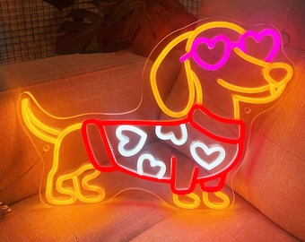 Custom Cute Dog Neon Light, Stylish Dachshund Neon Light for Pet Lovers, Dog Lover Gift, Dog Room Decor, Valentine’s Day Gift for Dog Moms