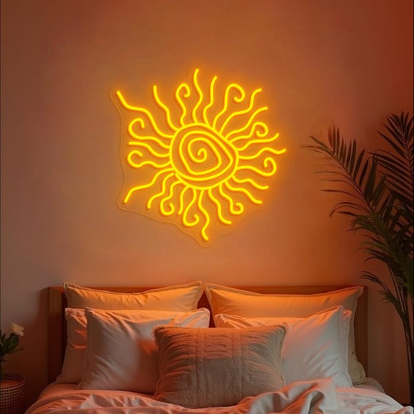 Wacky Sun Neon Sign, Wacky Sun Decor, Wacky Sun Wall Art, Custom Neon Sign, Custom Handmade Art Neon Light for Wall Decor, Home Wall Decor