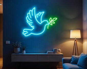 Pigeon Neon Sign, Flying Dove Neon, International Day of Peace Neon Light, Pigeon Wall Decor, Freedom Dove Neon Light, Bedroom Decor Sign