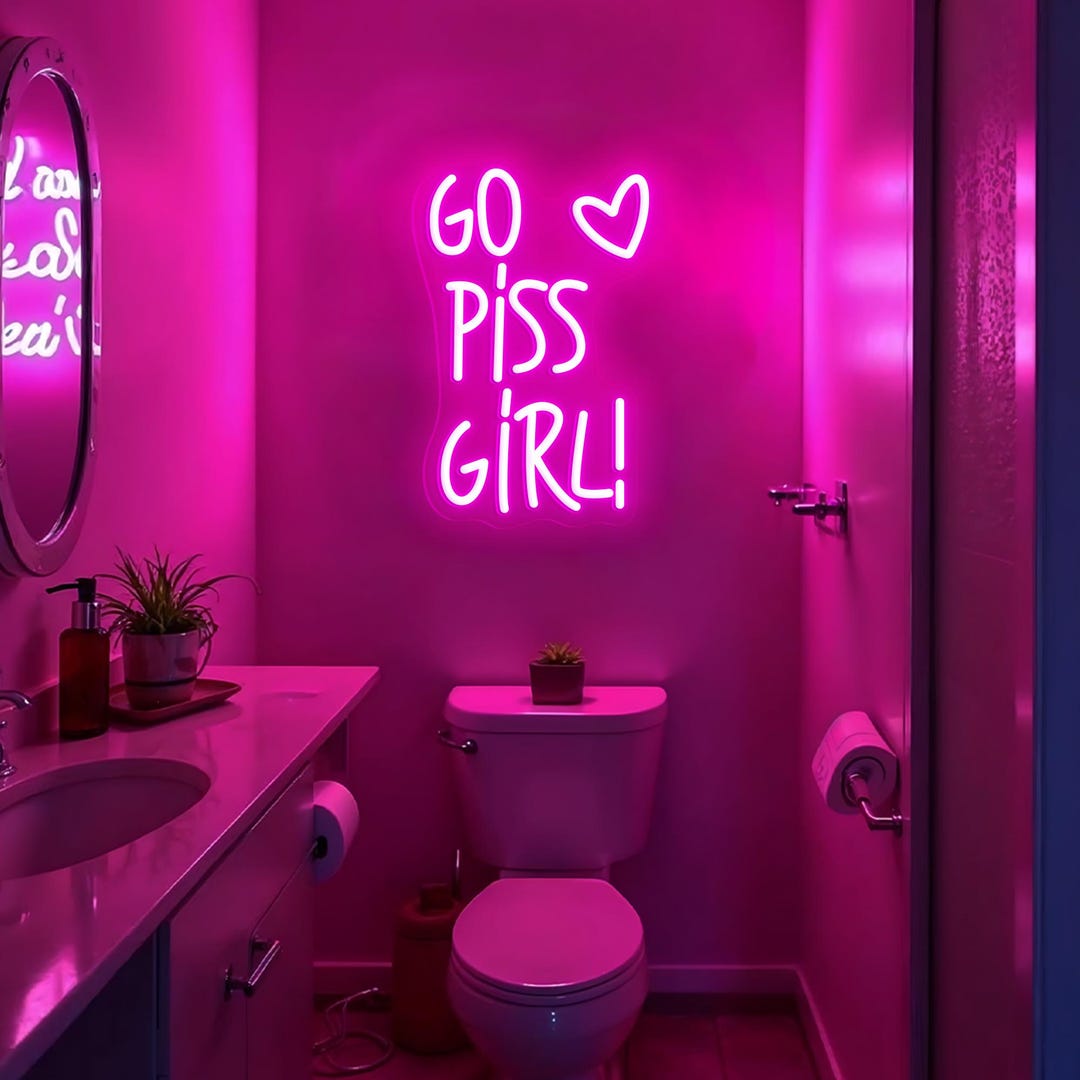 Go Piss Girl Neon Sign Restroom Wall Light Toilets Wall Art Neon Sign ...