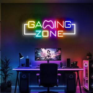 Gaming Zone Neon Sign, Multicolor Game Zone Led Light, Game Room Decor, Video Games Sign, Man Cave Neon, Game Lover Gift, Custom Neon Sign