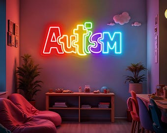 Autism Awareness Neon Sign Custom Autism Neon Light Nursery LED Sign Kid Children Room Wall Art Decor Autism Mom Gift Kids Room Decor