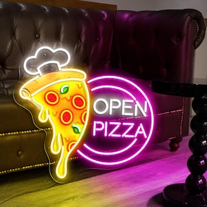 Custom Open Pizza Neon Signs Pizza Restaurant Decor Pizza Shop Neon Sign Wall Decor Neon Decor Pizza Lover's Gift Personalized Gift