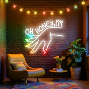 Oh Honey I'm LGBT Neon Sign, LGBT Neon Sign, Rainbow Led Sign, Happy Pride Month Neon Sign, LGBT Led Light, Pride Month Background Decoration