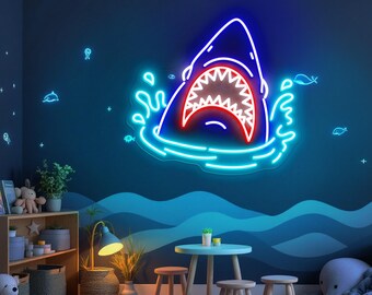 ファイヤー シャーク ネオン サイン、燃えるサメ ネオン ライト