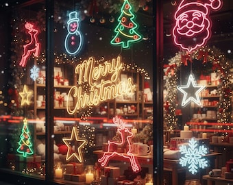Letrero de neón navideño personalizado para interiores y exteriores, luz LED impermeable para fiestas, decoración de pared para fiestas navideñas, idea de regalo de Navidad, decoración festiva para el hogar.