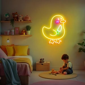 Insegna al neon &quot;Attacco anatra&quot;, Insegna al neon &quot;Attacco anatra&quot;, Luce LED a forma di animale, Luce LED a forma di anatra, Insegna al neon per camera da letto, Insegna al neon personalizzata, Divertente insegna a LED &quot;Attacco anatra&quot;