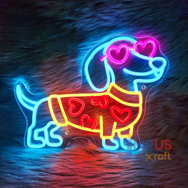 Kundenspezifisches niedliches Hunde-Neonlicht, stilvolles Dackel-Neonlicht für Haustierliebhaber, Hundeliebhaber-Geschenk, Hunderaumdekor, Valentinstagsgeschenk für Hundemütter Bild 3