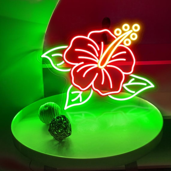 Hibiscus Neon Sign - Tropical Flower LED Wall Light for Beach Bar