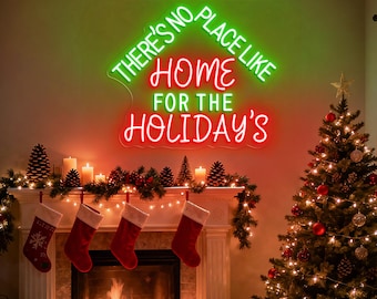 Letrero de neón "No hay lugar como el hogar", acogedora lámpara de pared LED, decoración festiva para el hogar, decoración para la sala de estar, regalo de inauguración de casa, letrero de neón personalizado