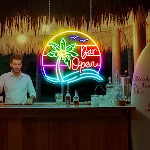 Bar Open Neon Sign Open Sign for Bar Custom Business Sign Welcome LED Neon Sign on Bar Club Decor Personalized Sign Restaurant Wall Decor