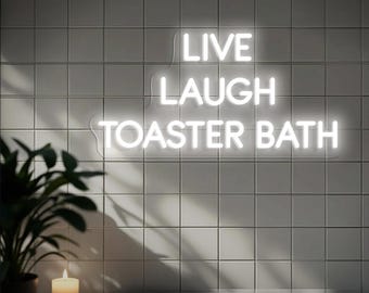 Letrero de neón "Vive, ríe, tostadora", lámpara de pared LED de humor negro, decoración divertida para habitación con memes, letrero de bienvenida divertido, letrero de baño, luz de neón personalizada.