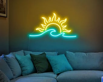 Ocean Sunset Neon Sign Ocean Sunrise Neon Sign Personalized Gifts Wall Decor Handmade Gift Housewarming Gift Valentine Decor Valentine Gift