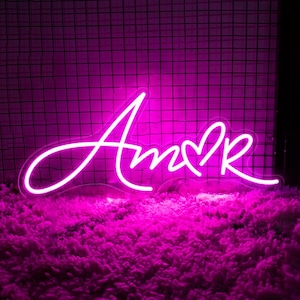 Amour With Heart Neon Sign, Love LED Sign, Wedding Neon Sign, Love Art Neon Sign, Love Neon Sign, Bedroom Decor Neon Light Sign, Heart Sign