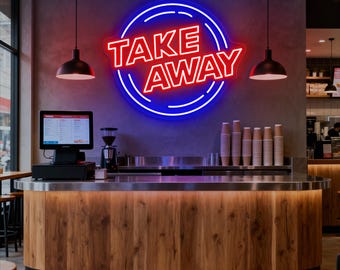 Letrero de neón para comida para llevar, luz de pared LED para restaurante, decoración para tiendas de comida rápida, luz de neón para cafeterías y bares, arte mural para comida callejera, letrero personalizado para negocios abiertos.