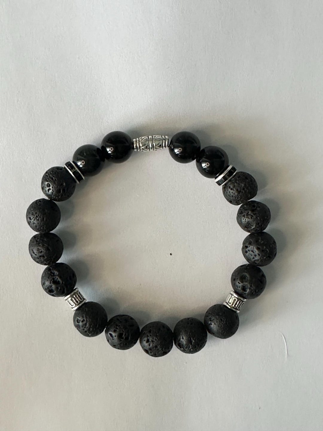 Men’s Black Onyx & Lava Stone Bracelet – Protection and Strength ...