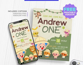 Elektronische Einladung Plim Plim Safari, Telefoneinladung zum Geburtstag | personalisierte Einladung | Plim Plim digitale Einladung | Safari | Staffel 1