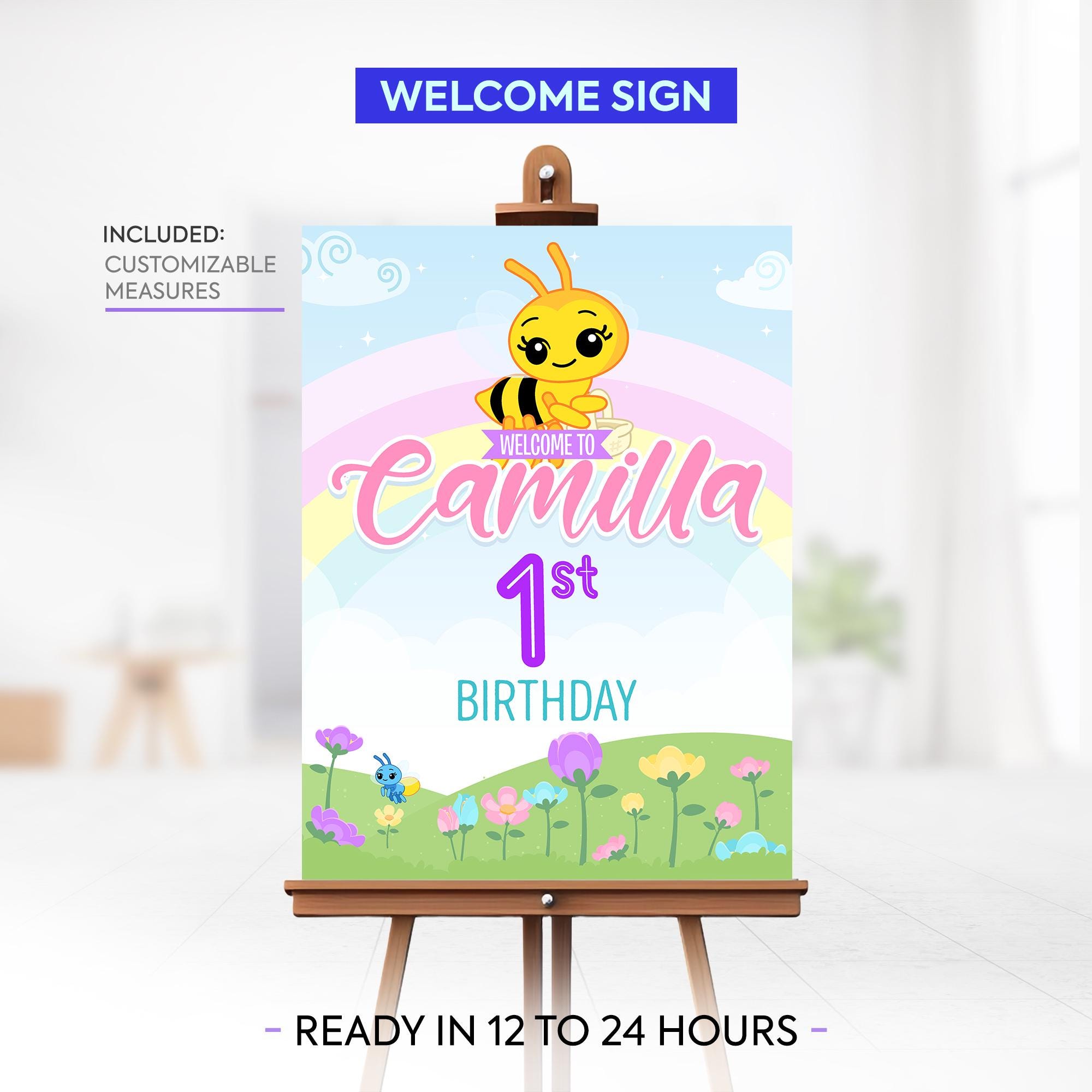 Little Bee Plim Plim Birthday Welcome Sign, Little Bee Birthday, Little ...