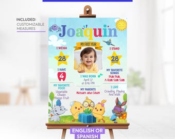 Kreidetafel-Schild zum ersten Geburtstag | Bedruckbare Kreidetafel mit Canticos-Motiv | Perfekt für Geburtstage jeden Alters | Geburtstagstafel