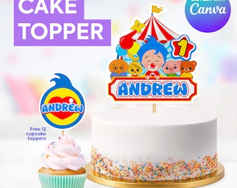 Plim Plim Tortenaufsatz (digital) | SVG, PDF, AI, PNG | Personalisierbar | Für Plotterschneiden | Digitales Archiv | Bearbeitbare Vorlage in Canva | TP5