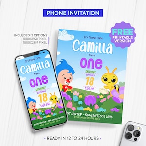 Electronic invitation of a little bee plim plim | Plim plim bee digital invitation | birthday phone invitation | personalized invitation