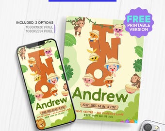 Elektronische Einladung Plim Plim Safari, Telefoneinladung zum Geburtstag | personalisierte Einladung | Plim Plim digitale Einladung | Safari | Staffel 2