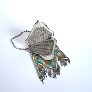 Antique Painted Enamel Mesh Evening Purse with Chain Strap by Mandalian Manufacturing image 4