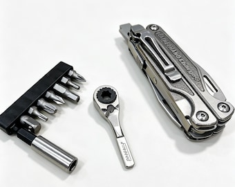 60‑Tooth 80Nm Mini Ratchet Wrench, 60mm Compact Ratchet with 7‑Piece Bit Set for Leatherman Wave Charge Surge ARC Free Series EDC Upgrade