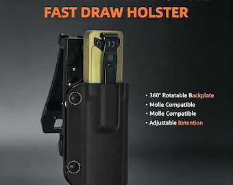 Flashlight Holster for Olight Arkfeld Ultra / Pro  / ArkPro Ultra 360 Rotatable MOLLE EDC Holder, Adjustable Retention Kydex Sheath