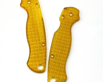Spyderco Paramilitary 2 C81 PEI Transparent Handle Scales | Grid Texture Replacement Grips