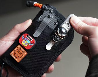 Marsupio tattico EDC con organizer tascabile / Portafoglio con cerniera per piccoli attrezzi, coltelli, torce e penne / Area con velcro per patch / Idea regalo per uomo