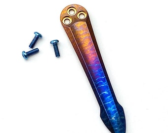 Titanium Deep Carry Pocket Clip for Spyderco Knives | 6AL4V Hand Anodized Custom Knife Clip