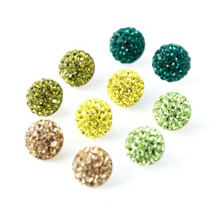 Crystal Pave 10 mm Ohrstecker Sterlingsilber 925 Ohrringe, Grün, Gelb, Peridot, Smaragd Post, Olivine, jeden Tag Schmuck, Unisex Geschenk Her Him