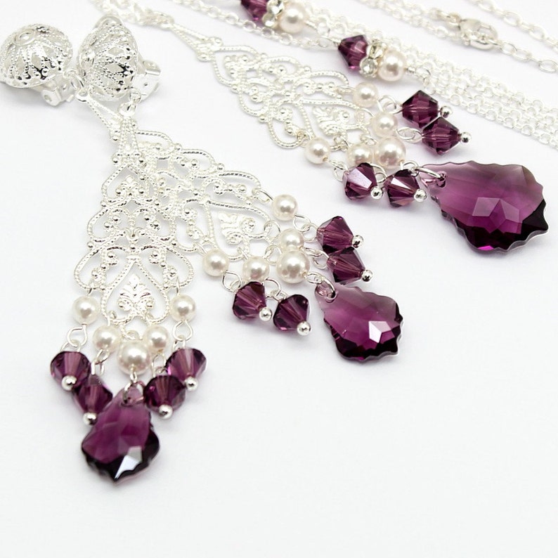 Eggplant Purple Necklace Baroque Amethyst Swarovski Crystal Etsy
