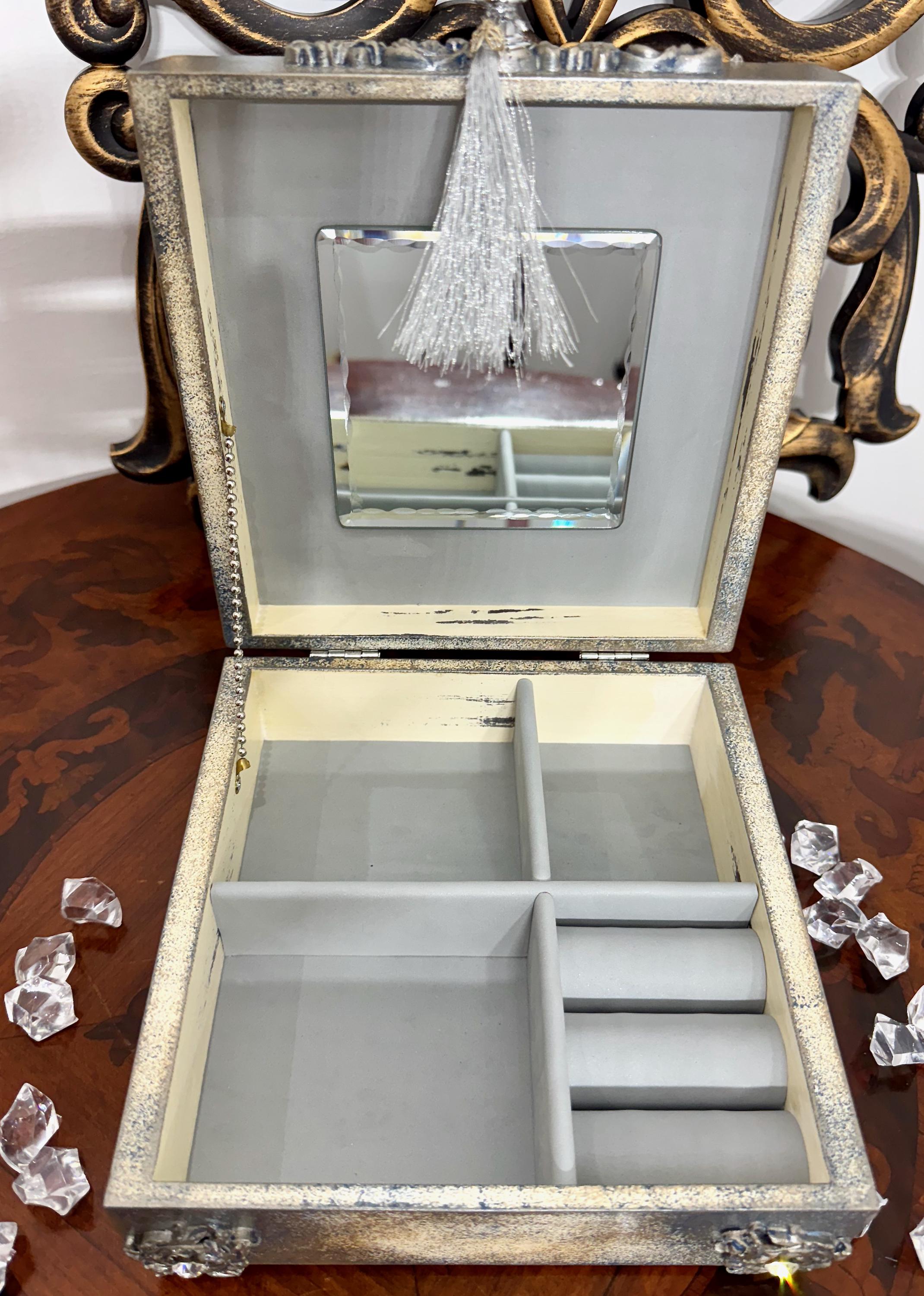 Baroque Jewelry Box, Hand Decorated Wooden Storage