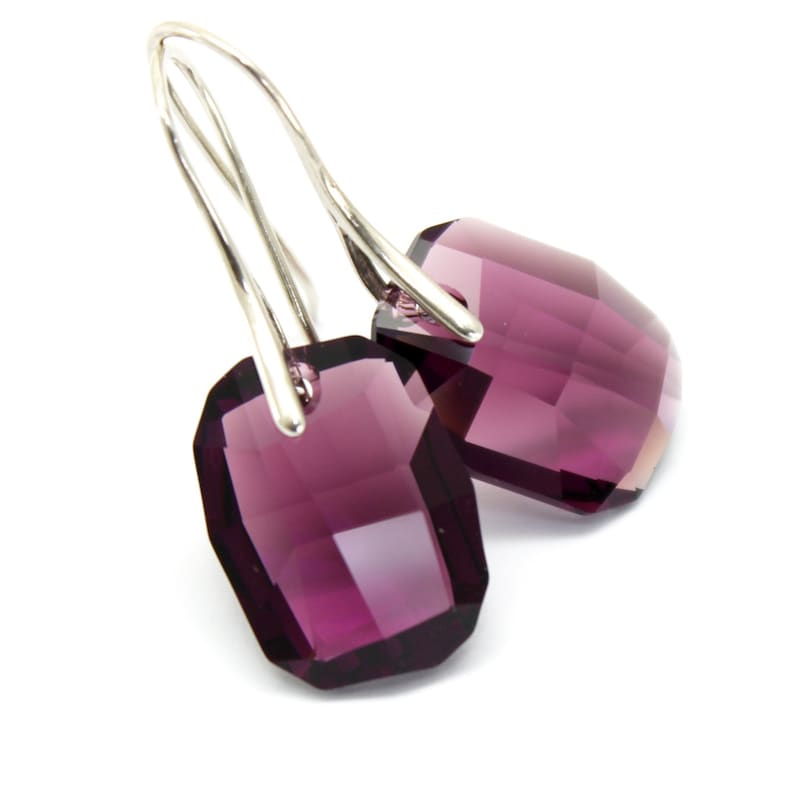 Amethyst Earrings Eggplant Purple Swarovski Crystal Graphic Etsy