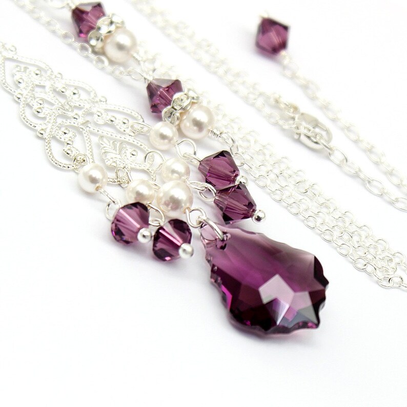Eggplant Purple Necklace Baroque Amethyst Swarovski Crystal Etsy