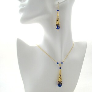 Aqua Blue Crystal Long Earrings, Steampunk Long Earrings, Filigree Cone Earrings, Turquoise Victorian Jewelry, Chandelier, Sapphire Earrings image 4
